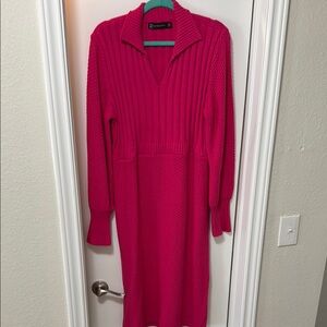 Pink Ribbed Knit Dress